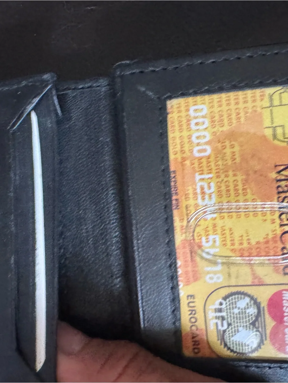 Black Genuine Leather Money Clip Card Holder
